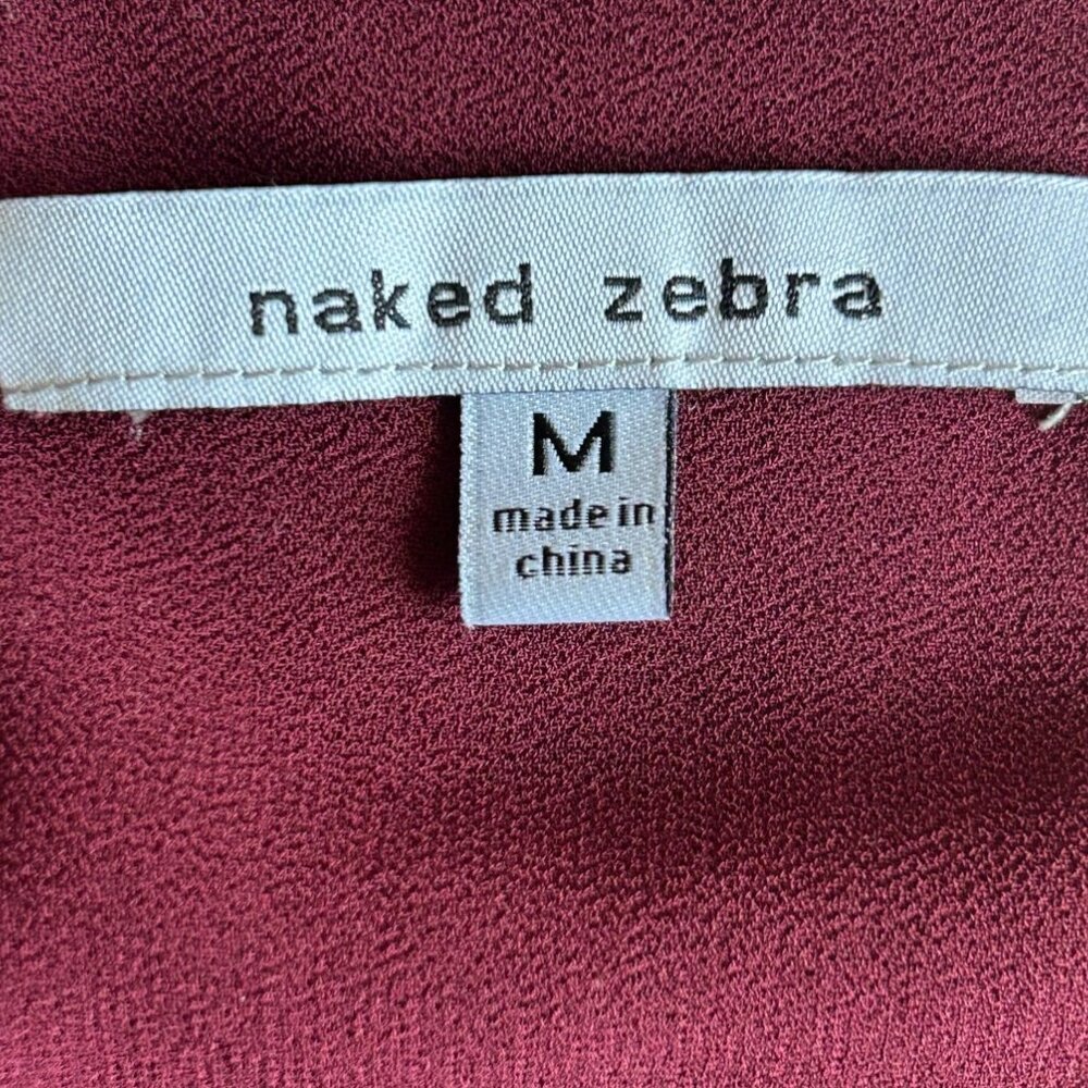 Naked Zebra Burgundy Sleeveless Draped Blouse Tunic Open Back Size M - Picture 8 of 8